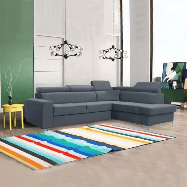 GLOSS CORNER SOFA BED STEEL