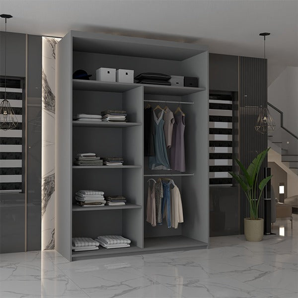 CHICAGO GREY WARDROBE 250cm