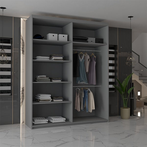 CHICAGO GREY WARDROBE 250cm