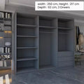 MIAMI GREY WARDROBE 250cm