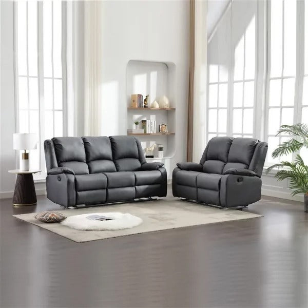 Chicago Pu Recliner Grey 3+2 Sofa Set