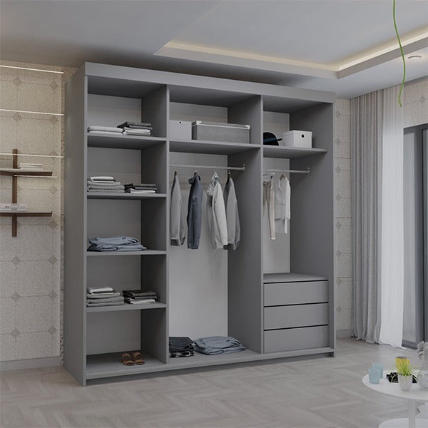 Serbia Grey Sliding Wardrobe 150cm/200cm