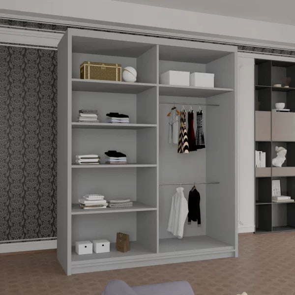HOUSTON GREY SLIDING WARDROBE 100cm/120cm/150cm/180cm/203cm