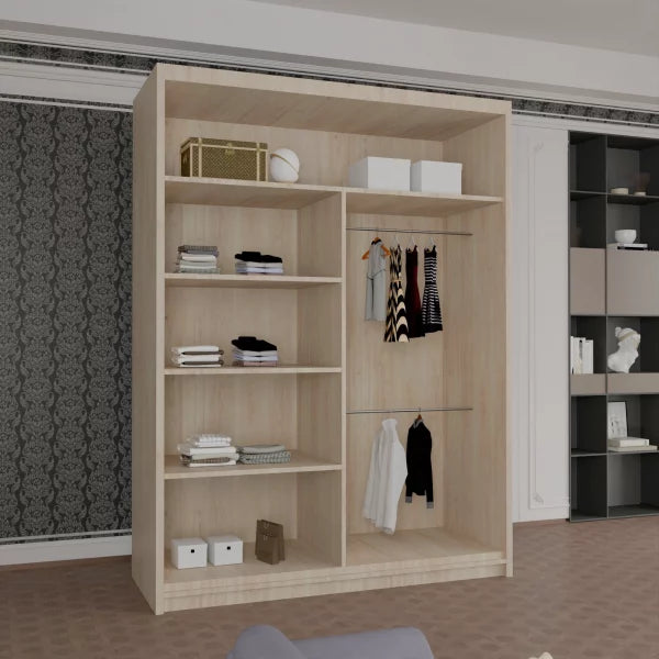 HOUSTON OAK SLIDING WARDROBE 100cm/120cm/150cm/180cm/203cm