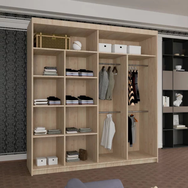 HOUSTON OAK SLIDING WARDROBE 100cm/120cm/150cm/180cm/203cm