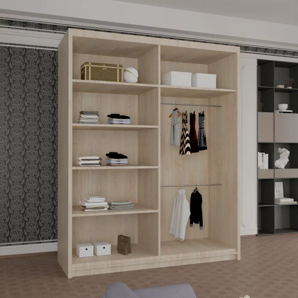 HOUSTON OAK SLIDING WARDROBE 100cm/120cm/150cm/180cm/203cm