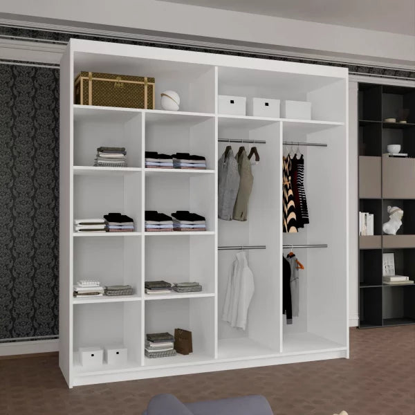 HOUSTON WHITE SLIDING WARDROBE 100cm/120cm/150cm/180cm/203cm