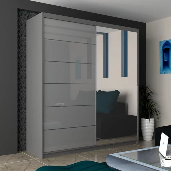 INFINITY GREY WARDROBE 150cm/180cm/200cm