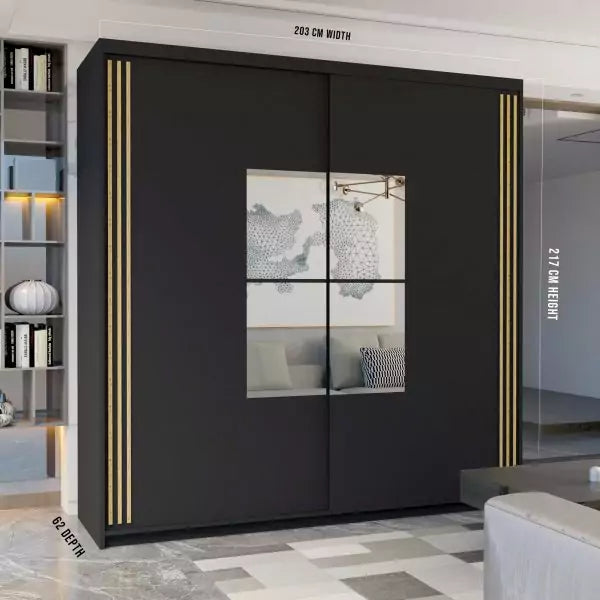 ANDORRA SLIDING WARDROBE BLACK 150cm/203cm