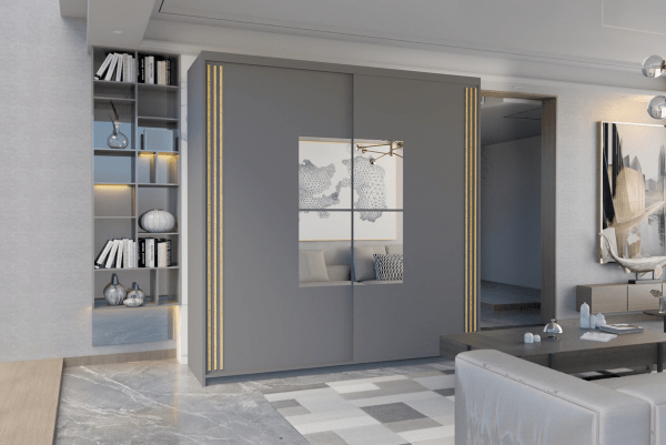 ANDORRA SLIDING WARDROBE GREY 150cm/203cm