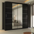 LISBON SLIDING DOOR WARDROBE BLACK 120cm/150cm/180cm/203cm