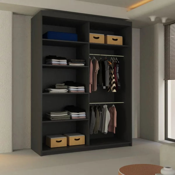 LISBON SLIDING DOOR WARDROBE BLACK 120cm/150cm/180cm/203cm