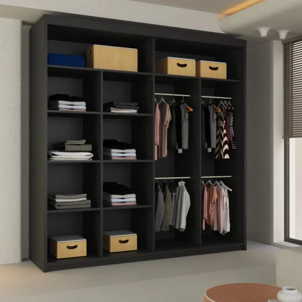 LISBON SLIDING DOOR WARDROBE BLACK 120cm/150cm/180cm/203cm