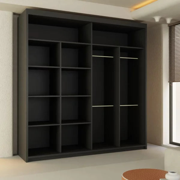 LISBON SLIDING DOOR WARDROBE BLACK 120cm/150cm/180cm/203cm