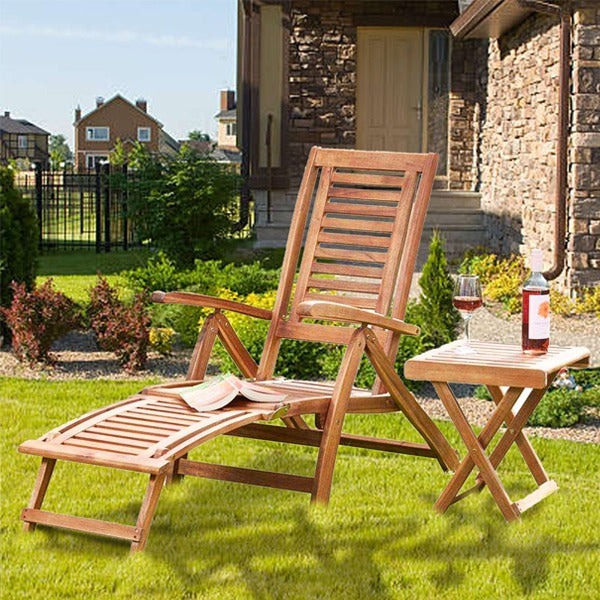 Acacia Folding Steamer Deck Chairs And Table