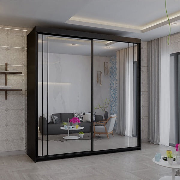 Serbia Black Sliding Wardrobe 150cm/200cm