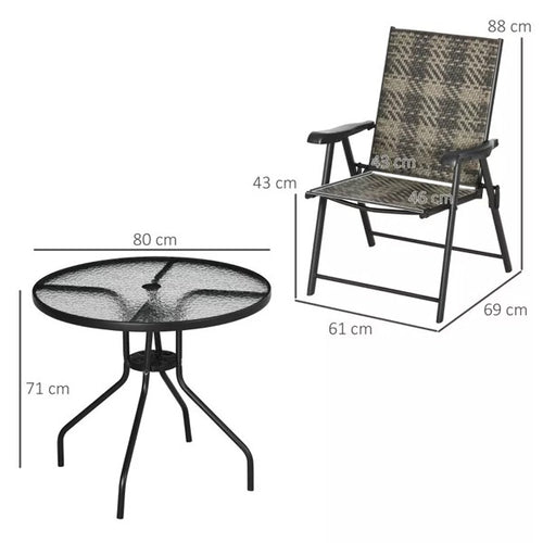 4-Seater Rattan Dining Set Garden Dining Set with Folding Armchairs