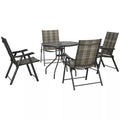 4-Seater Rattan Dining Set Garden Dining Set with Folding Armchairs