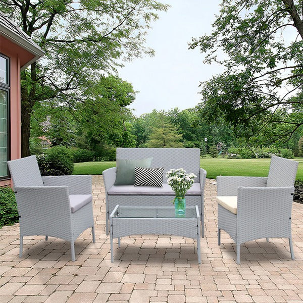 4-Seater Rattan Garden Furniture Set