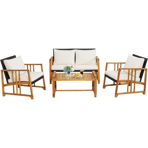 4-Seater Rattan Garden Furniture Set
