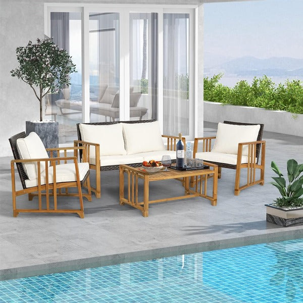 4-Seater Rattan Garden Furniture Set