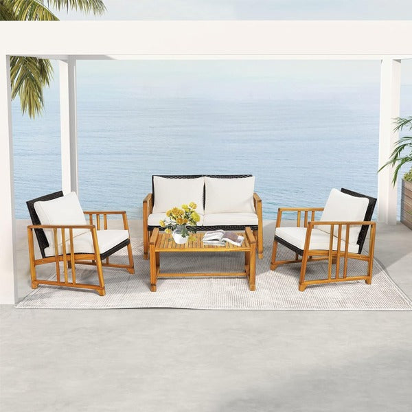 4-Seater Rattan Garden Furniture Set