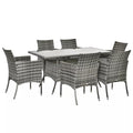 6 Seater Rattan Indoor or Outdoor Conservatory Dining Set Grey