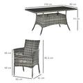 6 Seater Rattan Indoor or Outdoor Conservatory Dining Set Grey