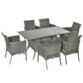 6 Seater Rattan Indoor or Outdoor Conservatory Dining Set Grey