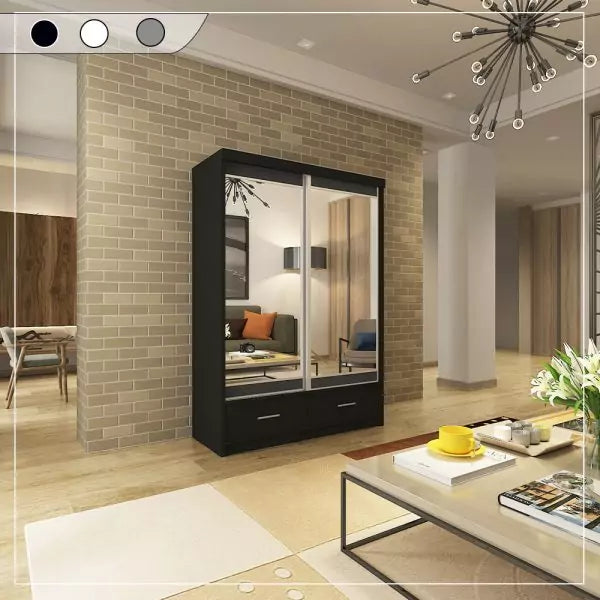 MAYFAIR BLACK WARDROBE 150CM