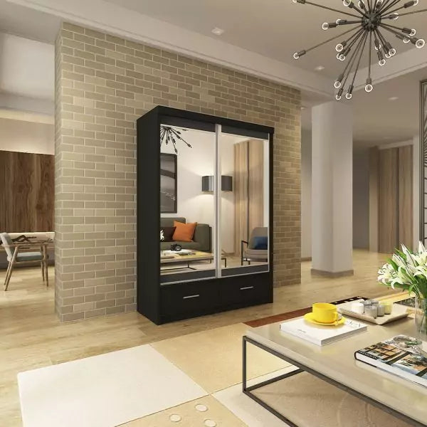 MAYFAIR BLACK WARDROBE 150CM