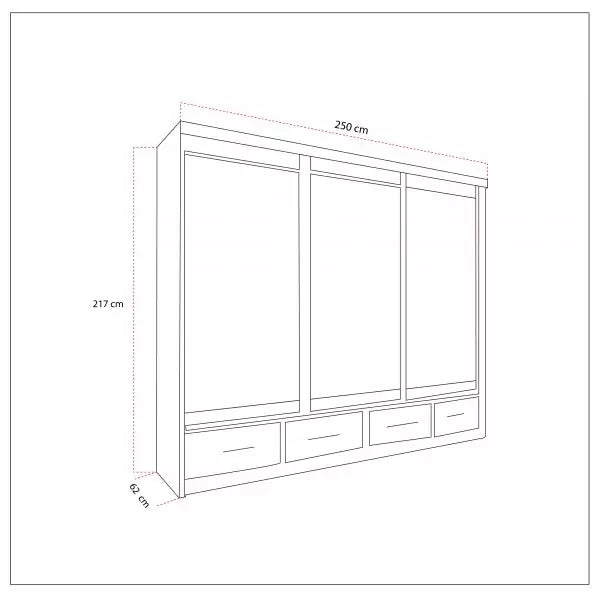 MAYFAIR GREY WARDROBE 250CM