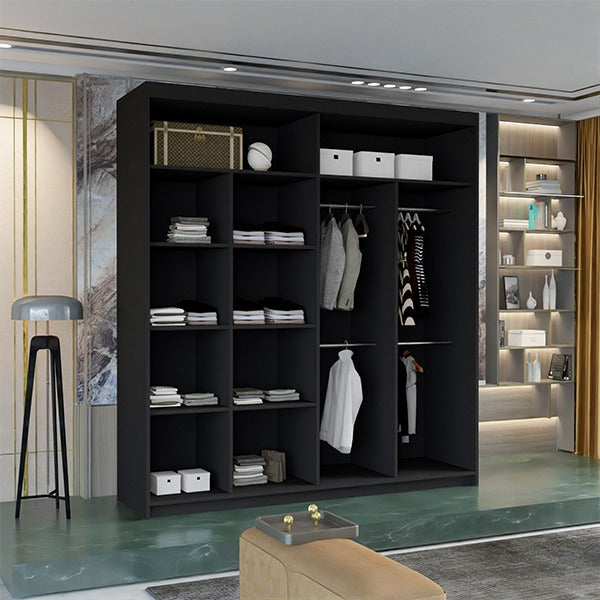 MARIKA BLACK WARDROBE 120cm/150cm/180cm/203cm