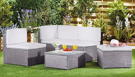 Milan Rattan Corner Sofa &amp; Table Set