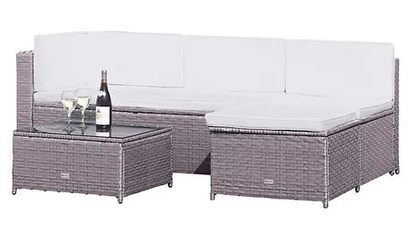 Milan Rattan Corner Sofa &amp; Table Set