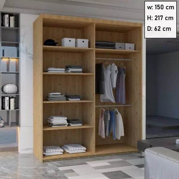 ANDORRA SLIDING WARDROBE OAK 150cm/203cm
