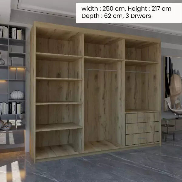 MIAMI OAK WARDROBE 250cm