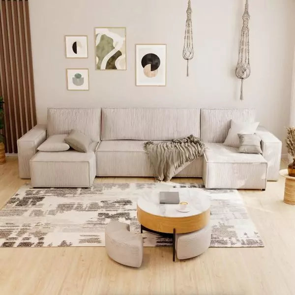 Fabric Brown 3 Seater Sofa Bed