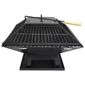 Portable Square Garden Firepit with BBQ Grill