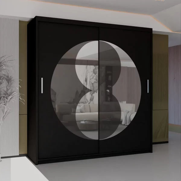 RIO BLACK WARDROBE 150cm/203cm