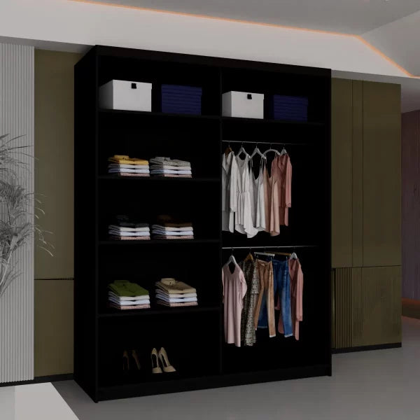 RIO BLACK WARDROBE 150cm/203cm