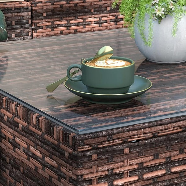 Rattan Garden Furniture 6 Piece, Brown &amp; Cream