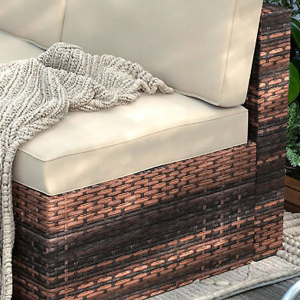 Rattan Garden Furniture 6 Piece, Brown &amp; Cream
