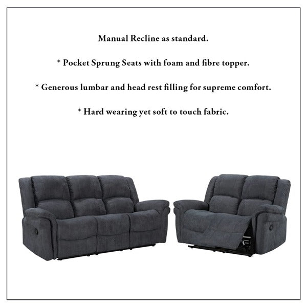 Fabric Grey Recliner Sofa Set