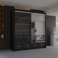 BLACK HIGH GLOSS SYCYLIA WARDROBE 150-208-255CM