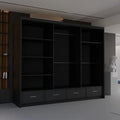 HIGH GLOSS SYCYLIA BLACK WARDROBE 150-208-255CM