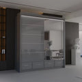 GREY HIGH GLOSS SYCYLIA WARDROBE 150-208-255CM