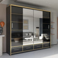SYDNEY HIGH GLOSS WHITE/GOLD WARDROBE 203cm/253cm
