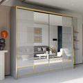 SYDNEY HIGH GLOSS WHITE/GOLD WARDROBE 203cm/253cm