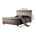SELINA BEIGE CRUSH VELVET DOUBLE BED